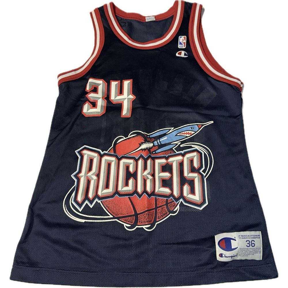 Vintage 1990s Houston Rockets Hakeem Olajuwon Champion Jersey Size 36 Small